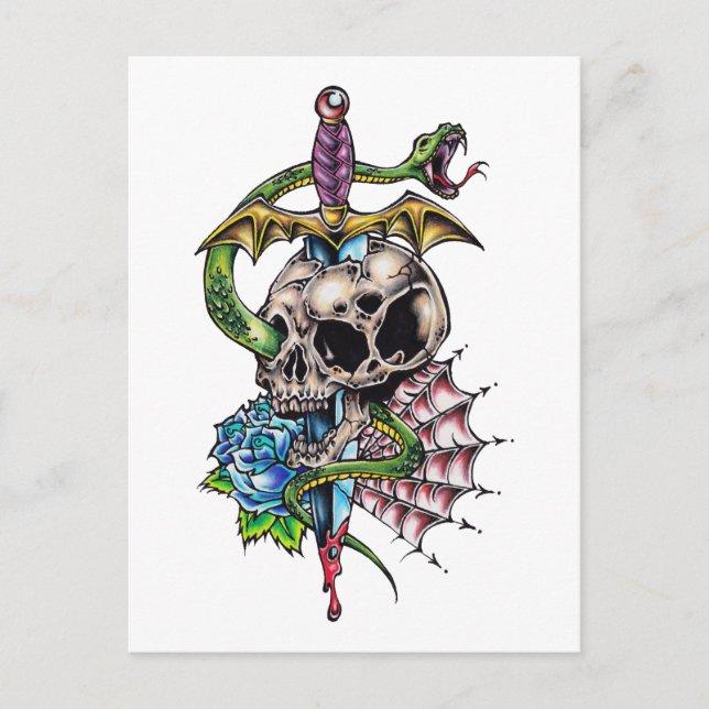 Skull & Dagger Tattoo Postcard (Front)