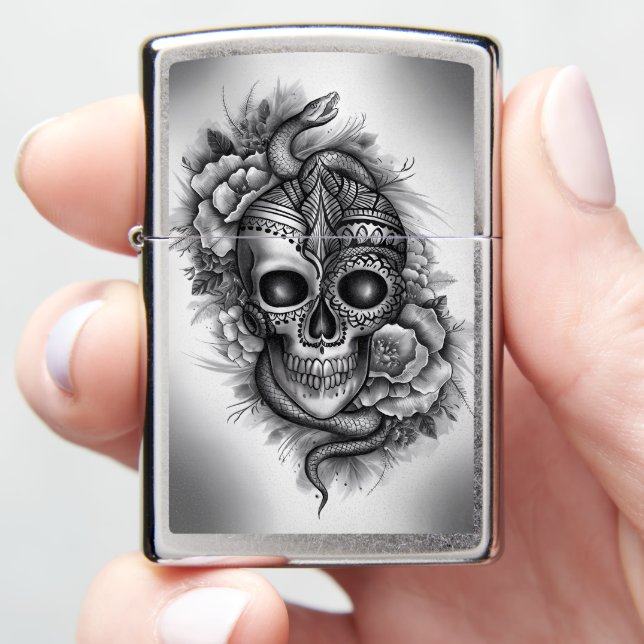 Skull Dagger with Snake #4 Zippo Lighter (In Hand)