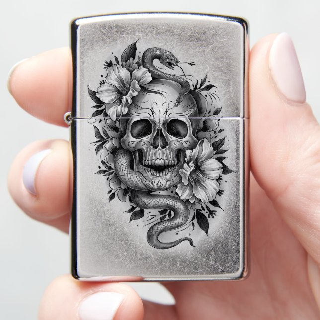 Skull Dagger with Snake #7 Zippo Lighter (In Hand)