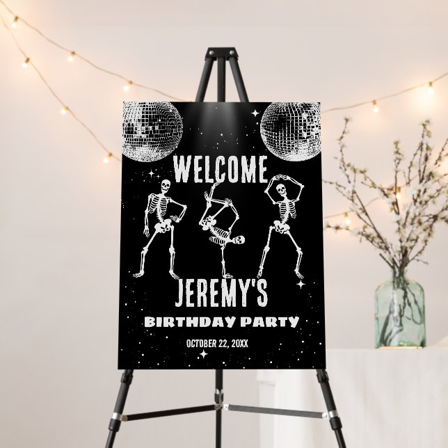 Skull Dancing Party Disco Invitation Foam Board (In Situ (Stand))
