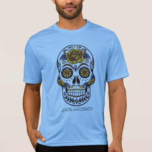 Skull Day Of The Dead Halloween Black And White T_Shirt