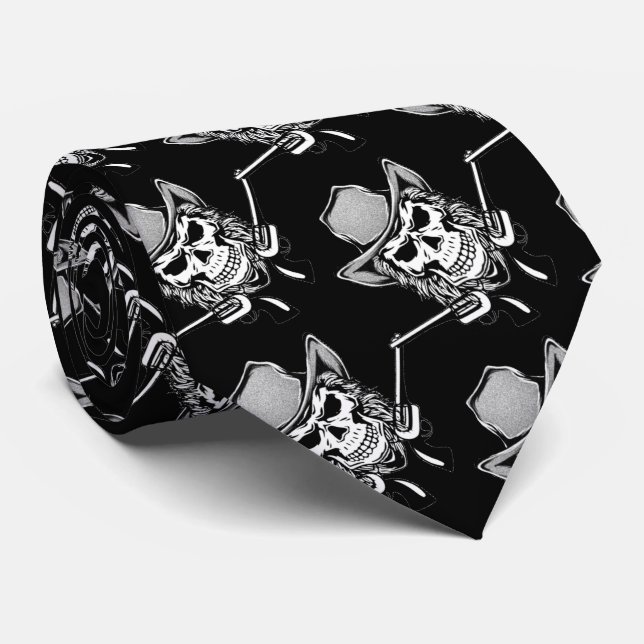 Skull Dead Cowboy Lawman Country Western Neck Tie (Rolled)