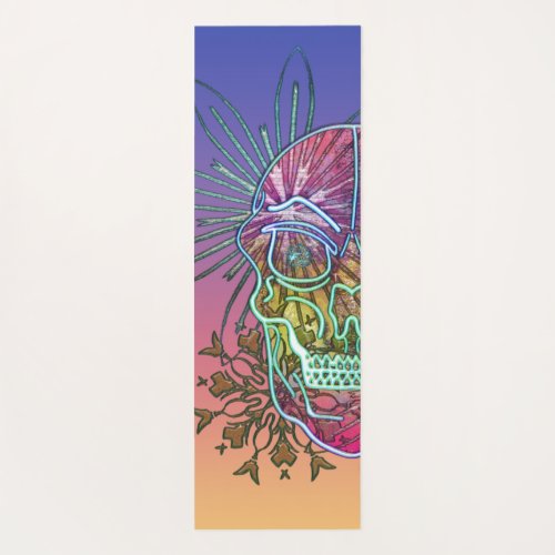 skull dead head with flowers and ornaments yoga mat