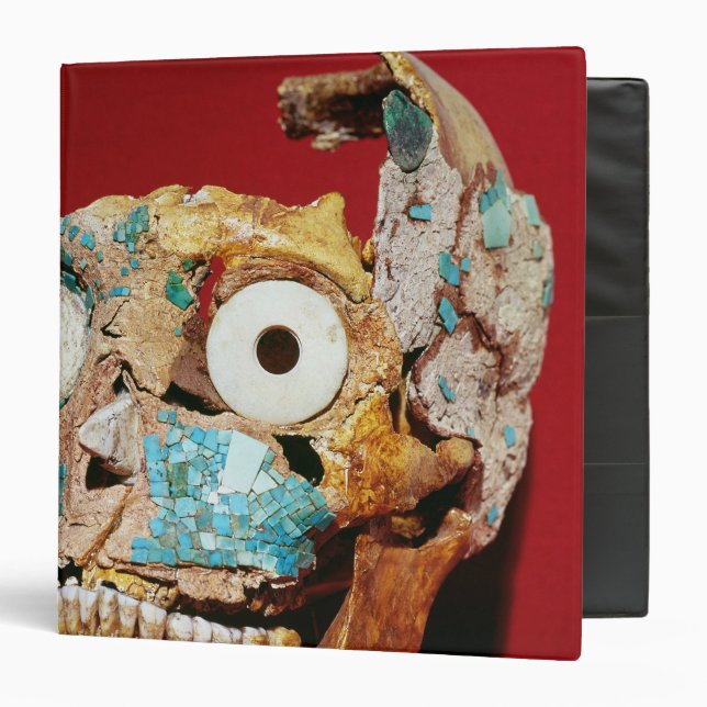 Skull decorated with a mosaic in turquoise 3 ring binder (Front/Inside)