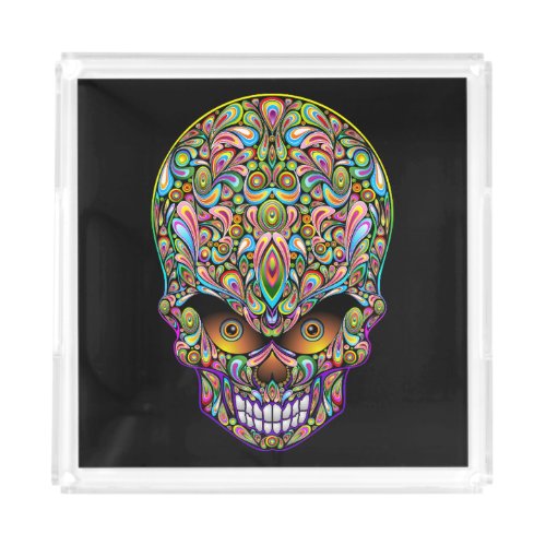 Skull Decorative Psychedelic Art Design  Acrylic Tray