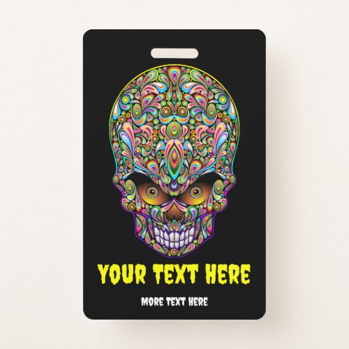 Skull Decorative Psychedelic Art Design  Badge