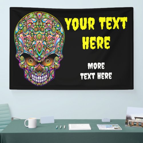 Skull Decorative Psychedelic Art Design  Banner
