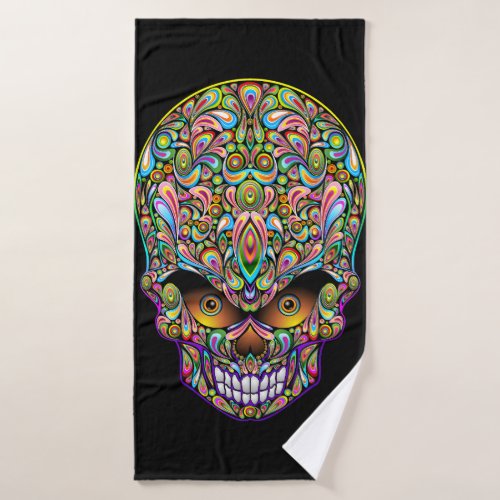 Skull Decorative Psychedelic Art Design  Bath Towel Set