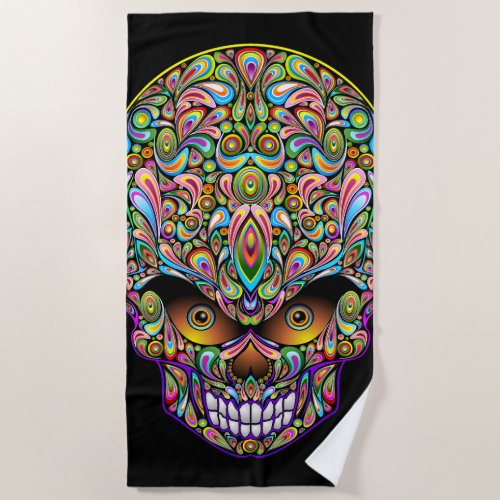 Skull Decorative Psychedelic Art Design  Beach Towel