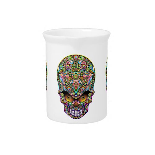 Skull Decorative Psychedelic Art Design  Beverage Pitcher