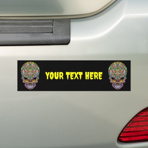 Skull Decorative Psychedelic Art Design  Bumper Sticker