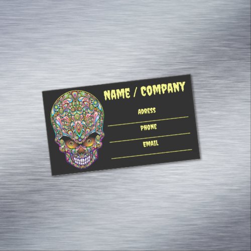 Skull Decorative Psychedelic Art Design  Business Card Magnet
