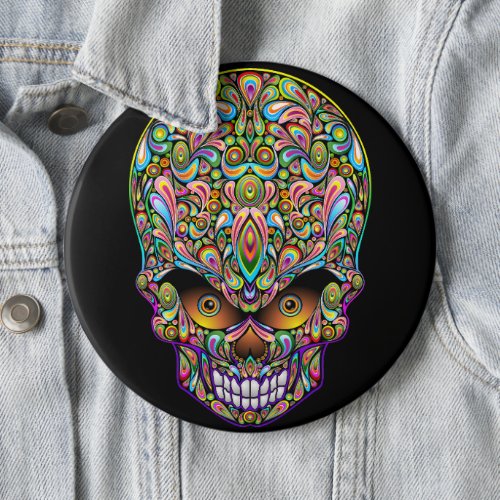 Skull Decorative Psychedelic Art Design  Button