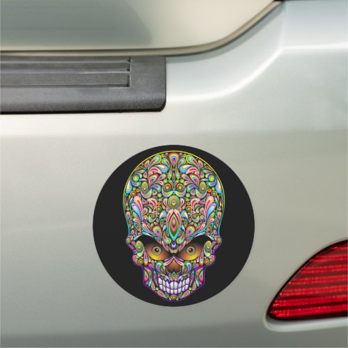 Skull Decorative Psychedelic Art Design  Car Magnet