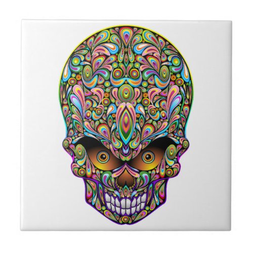 Skull Decorative Psychedelic Art Design  Ceramic Tile