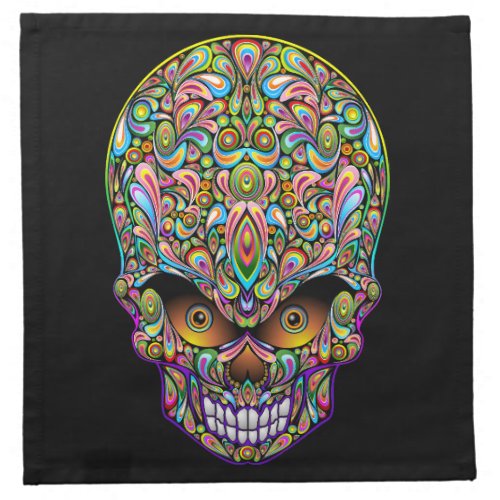 Skull Decorative Psychedelic Art Design  Cloth Napkin