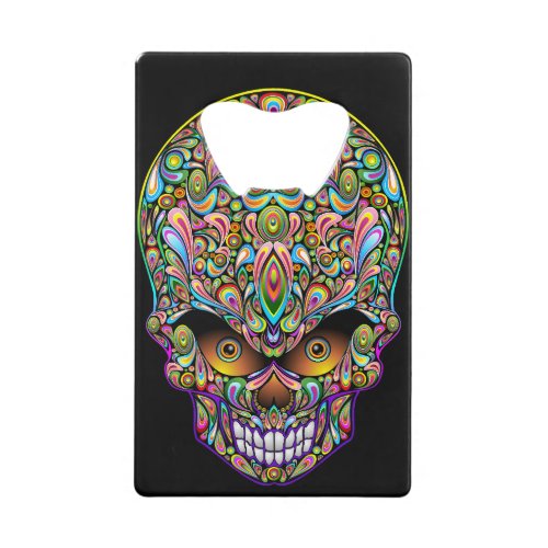 Skull Decorative Psychedelic Art Design  Credit Card Bottle Opener