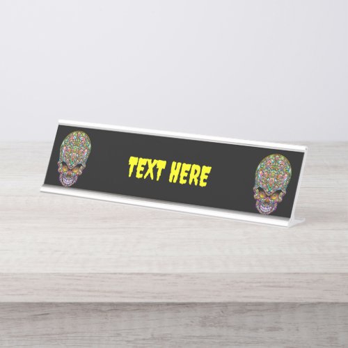 Skull Decorative Psychedelic Art Design  Desk Name Plate
