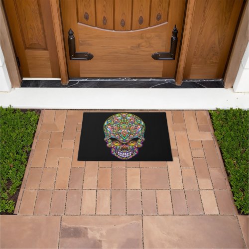 Skull Decorative Psychedelic Art Design  Doormat