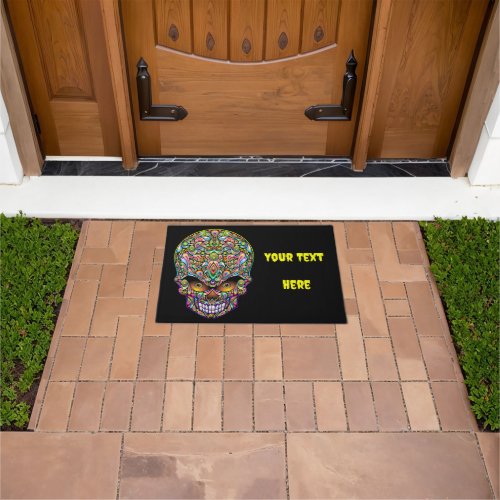 Skull Decorative Psychedelic Art Design  Doormat