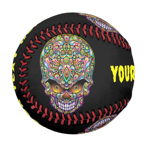 Skull Decorative Psychedelic Art Design  Doormat Baseball