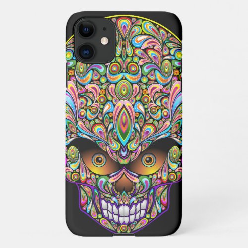 Skull Decorative Psychedelic Art Design  Doormat iPhone 11 Case