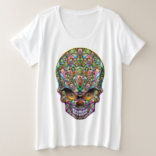 Skull Decorative Psychedelic Art Design  Doormat Plus Size T_Shirt