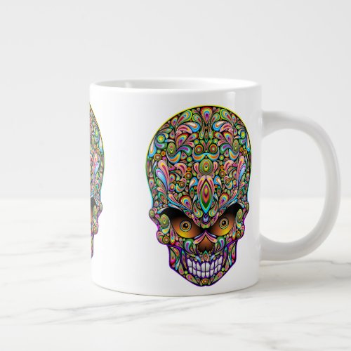 Skull Decorative Psychedelic Art Design  Giant Coffee Mug