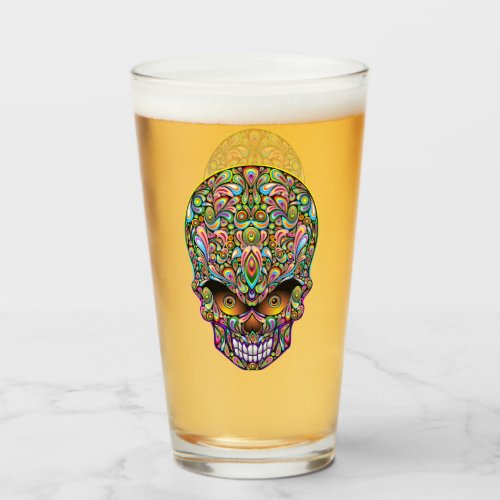Skull Decorative Psychedelic Art Design  Glass