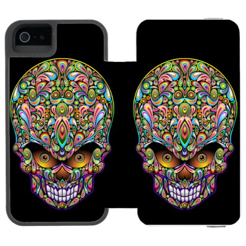 Skull Decorative Psychedelic Art Design  iPhone SE55s Wallet Case