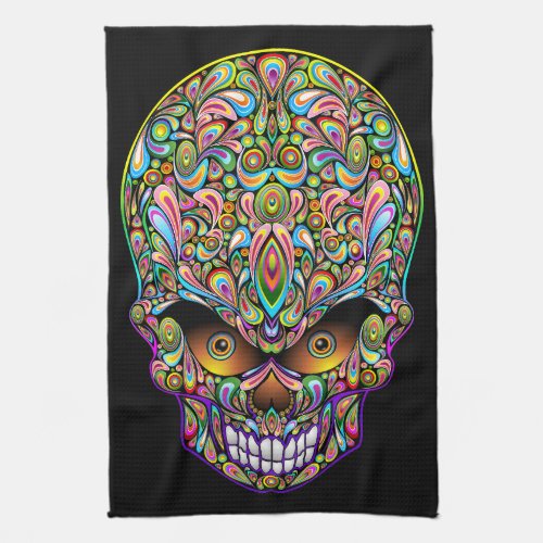 Skull Decorative Psychedelic Art Design  Kitchen Towel