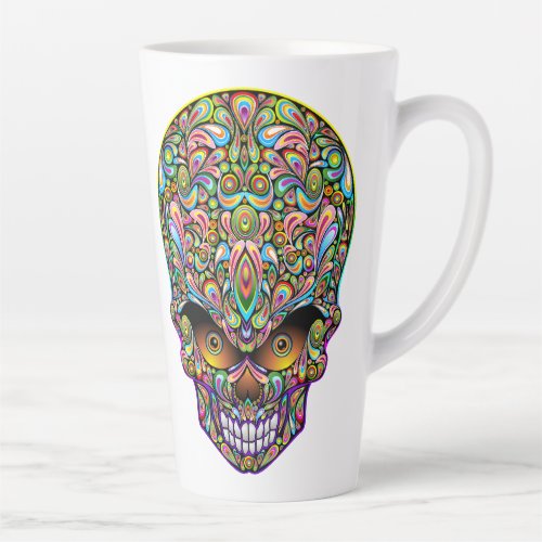 Skull Decorative Psychedelic Art Design  Latte Mug