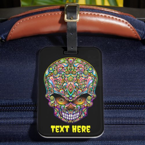 Skull Decorative Psychedelic Art Design  Luggage Tag
