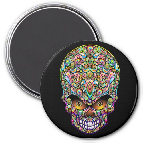 Skull Decorative Psychedelic Art Design  Magnet