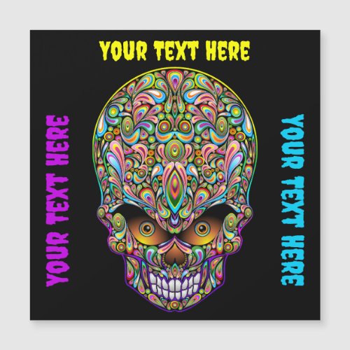 Skull Decorative Psychedelic Art Design  Magnetic Invitation