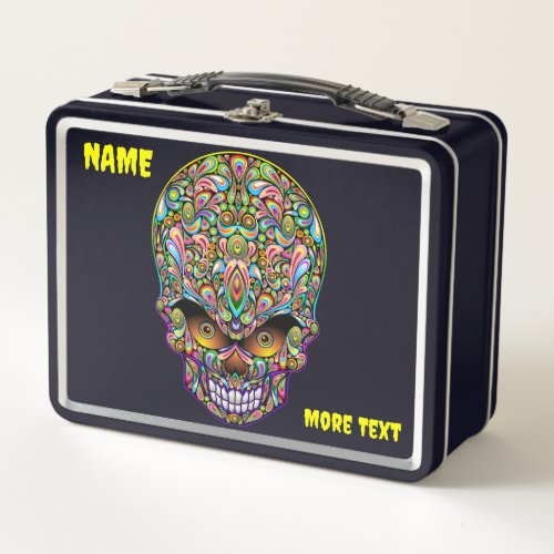 Skull Decorative Psychedelic Art Design  Metal Lunch Box