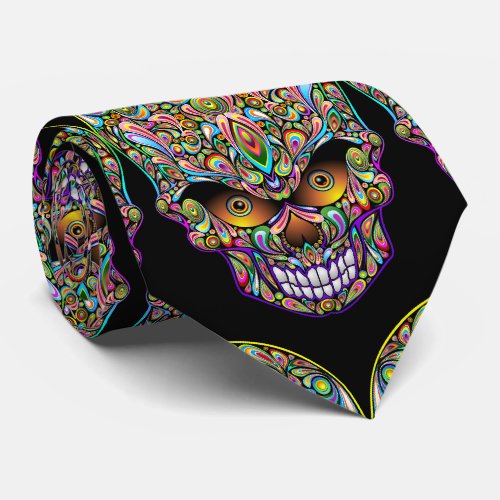 Skull Decorative Psychedelic Art Design  Neck Tie