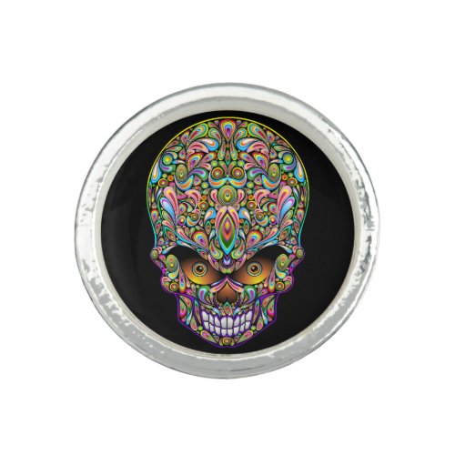 Skull Decorative Psychedelic Art Design  Ring