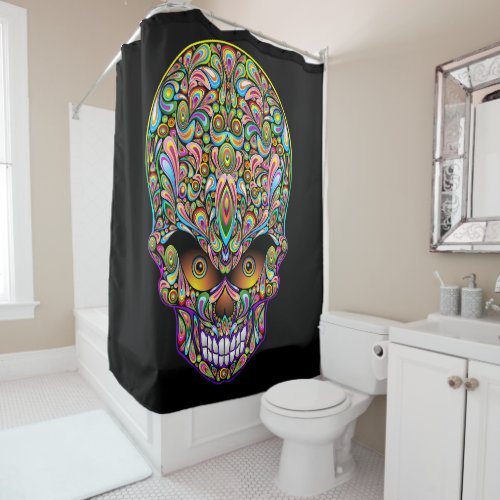 Skull Decorative Psychedelic Art Design  Shower Curtain