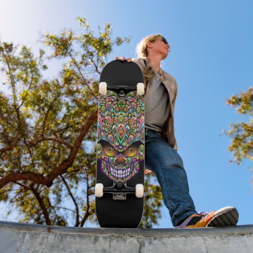 Skull Decorative Psychedelic Art Design  Skateboard