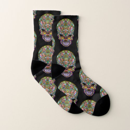Skull Decorative Psychedelic Art Design  Socks