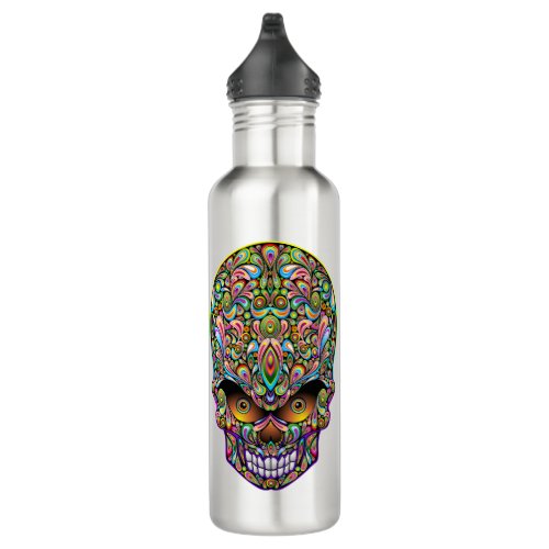 Skull Decorative Psychedelic Art Design  Stainless Steel Water Bottle