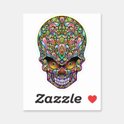 Skull Decorative Psychedelic Art Design  Sticker