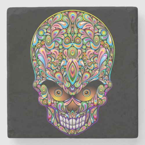 Skull Decorative Psychedelic Art Design  Stone Coaster