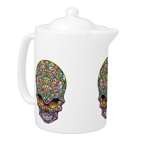 Skull Decorative Psychedelic Art Design  Teapot