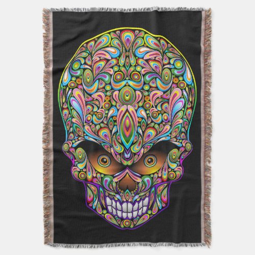 Skull Decorative Psychedelic Art Design  Throw Blanket