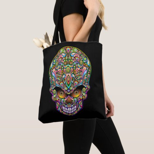 Skull Decorative Psychedelic Art Design  Tote Bag