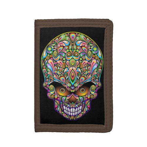 Skull Decorative Psychedelic Art Design  Trifold Wallet