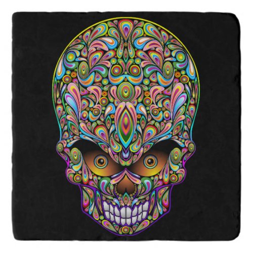 Skull Decorative Psychedelic Art Design  Trivet