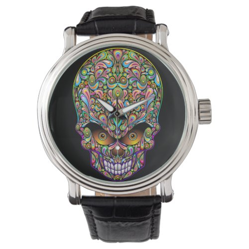 Skull Decorative Psychedelic Art Design  Watch
